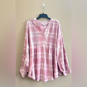 Caffe Marrakech Pink Plaid Blouse